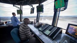 FILE - In this Sept. 27, 2016, file photo, FAA Air Traffic Controllers work in the Dulles International Airport Air Traffic Control Tower in Sterling, Va. A plan to privatize the nation’s air traffic control operations has hit turbulence in the House, raising questions about whether one of President Donald Trump’s infrastructure priorities can survive. (AP Photo/Cliff Owen, File)