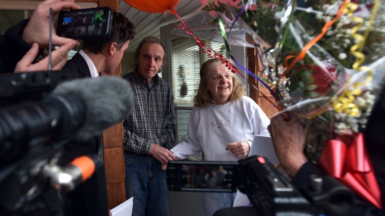 Jo-Ann Snyder and her husband Michael open the door for Publishers Clearing House at her home in Wilkes-Barre Township in 2018. Winners who had been promised lifetime prizes are losing those payments due to Publishers Clearing House's bankruptcy.