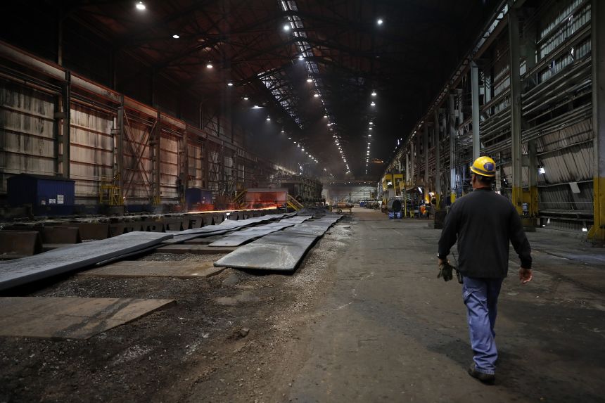 A steel worker in Granite City, Illinois.