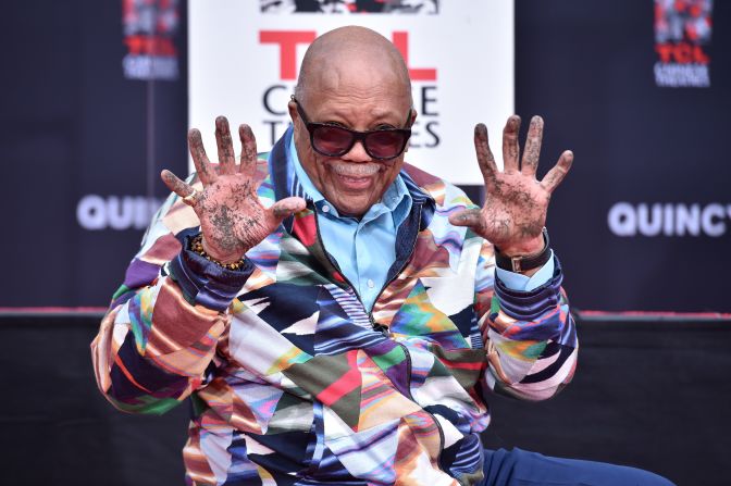 Jones leaves his handprints at the TCL Chinese Theatre in Los Angeles in 2018.