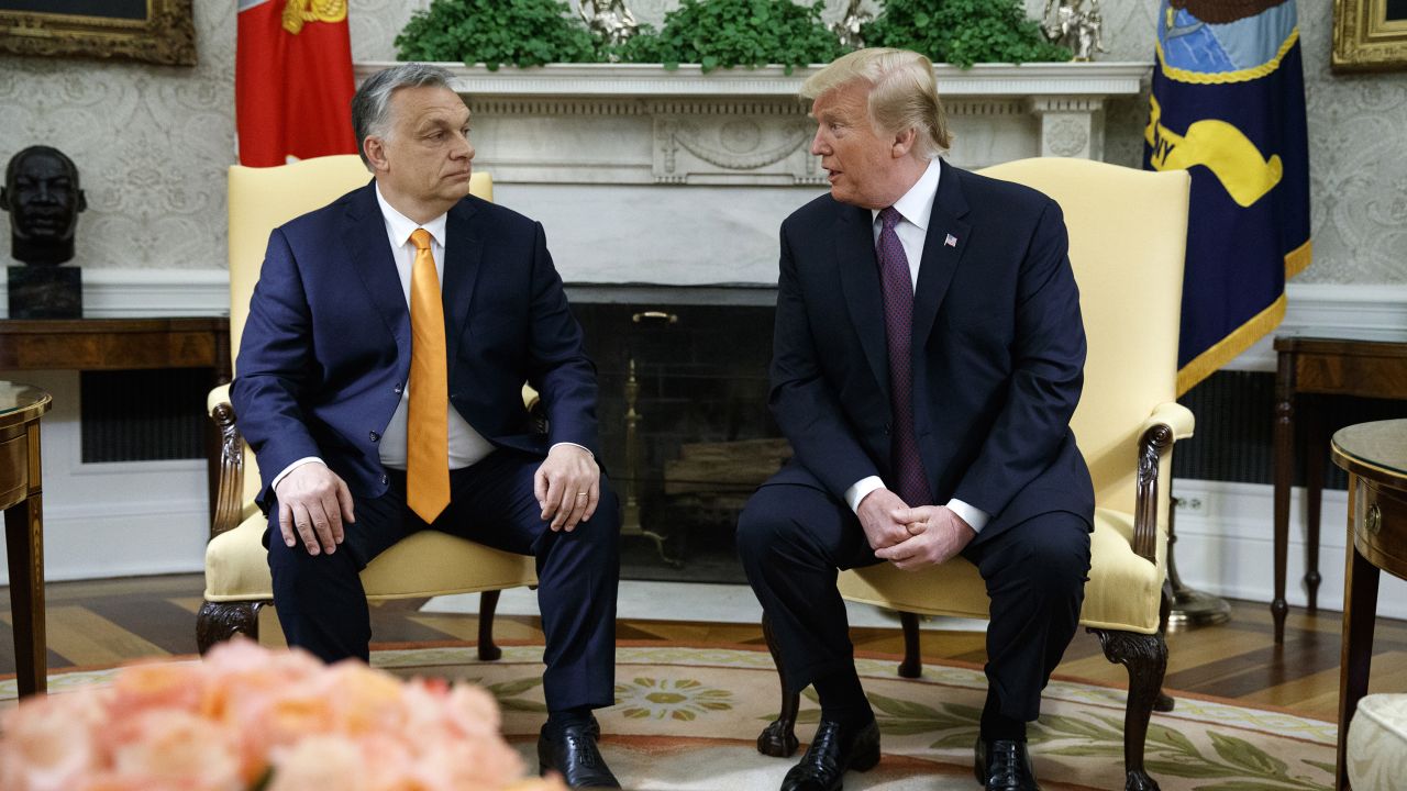 President Donald Trump meets with Hungarian Prime Minister Viktor Orb??n in the Oval Office of the White House, Monday, May 13, 2019, in Washington. (AP Photo/Evan Vucci)