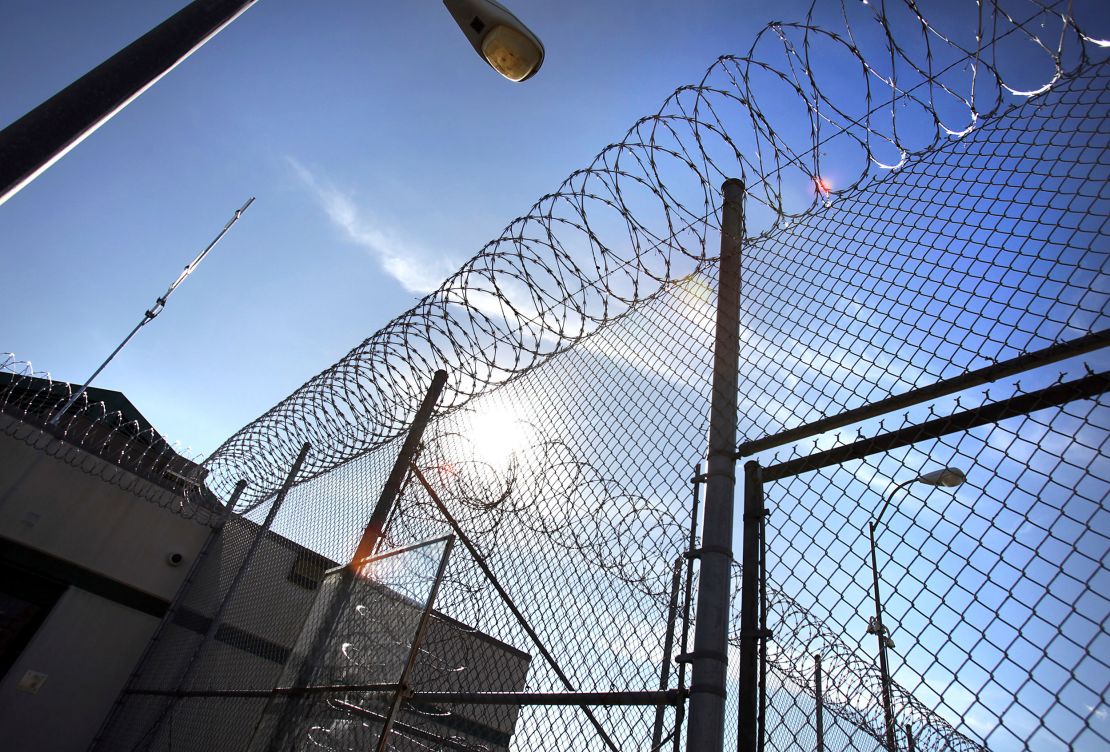 Razor wire tops the fencing at the Polunsky Unit prison in Livingston, Texas.