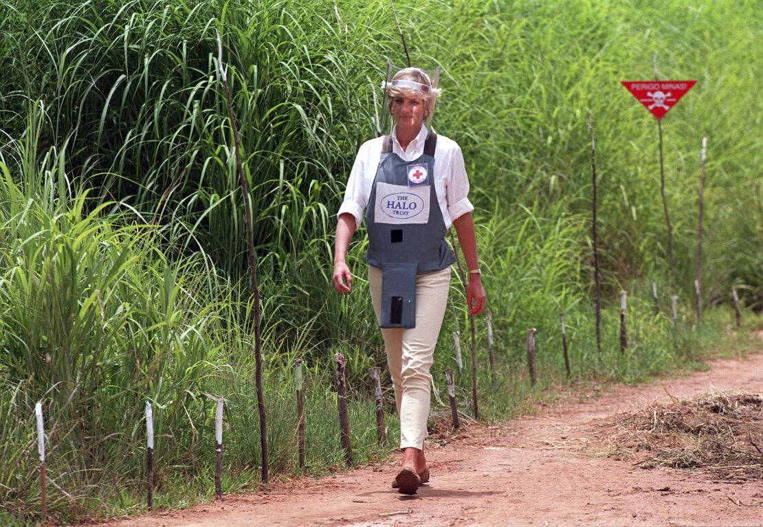 Princess Diana walked through an active minefield as part of her campaign for a global ban on the deadly weapons.