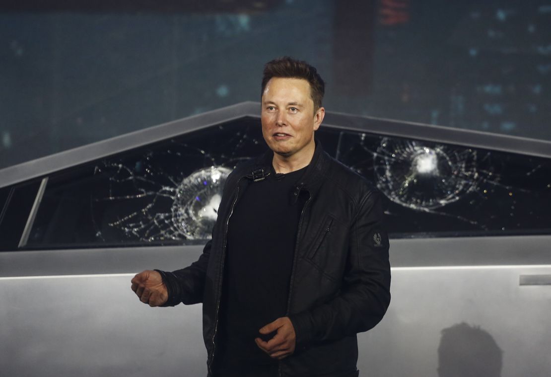 Elon Musk introduces the Cybertruck at Tesla's design studio in Hawthorne, California, in 2019.