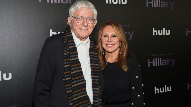 Phil Donahue, left, and wife Marlo Thomas attend the premiere of the Hulu documentary "Hillary" at the DGA New York Theater on Wednesday, March 4, 2020, in New York. (Photo by Evan Agostini/Invision/AP)