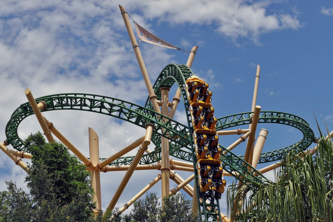 The Cheetah Hunt roller coaster runs at Busch Gardens Tampa Bay, on June 10, 2020.