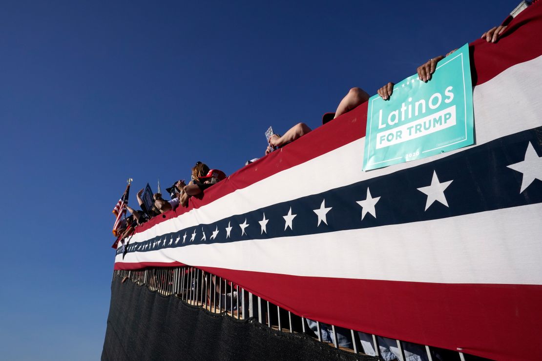 Supporters of President Donald Trump wait for him to speak at a campaign rally in Tucson, Arizona, on October 19, 2020.