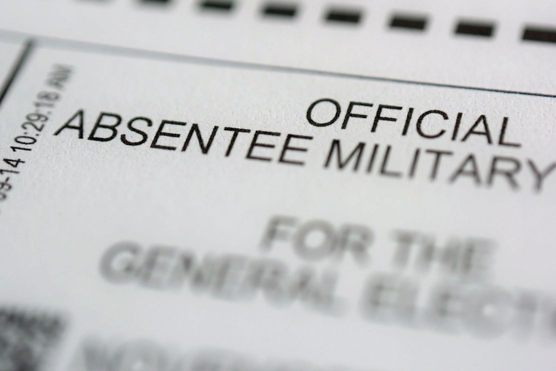 Part of a mail-in official absentee ballot for the 2020 general election is seen in the Manhattan borough of New York.