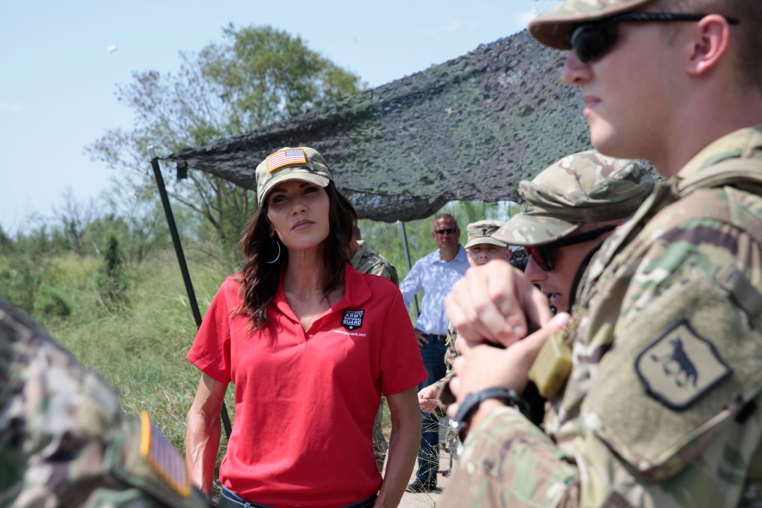 Noem visits the US border with Mexico near McAllen, Texas, on July 26, 2021.