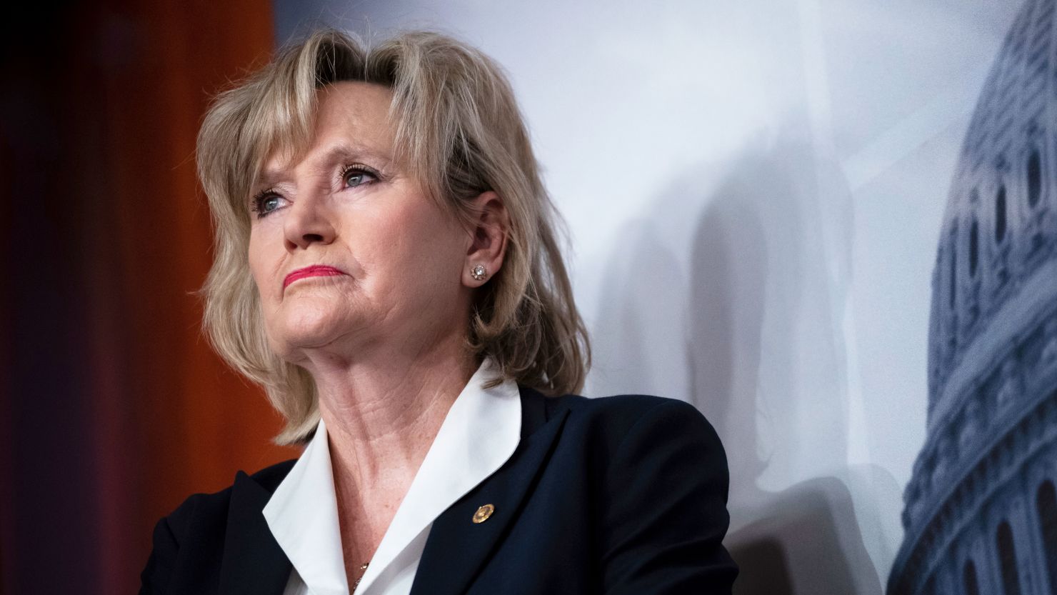 Sen. Cindy Hyde-Smith during a news conference at the US Capitol, in Washington, DC, in November 2021.