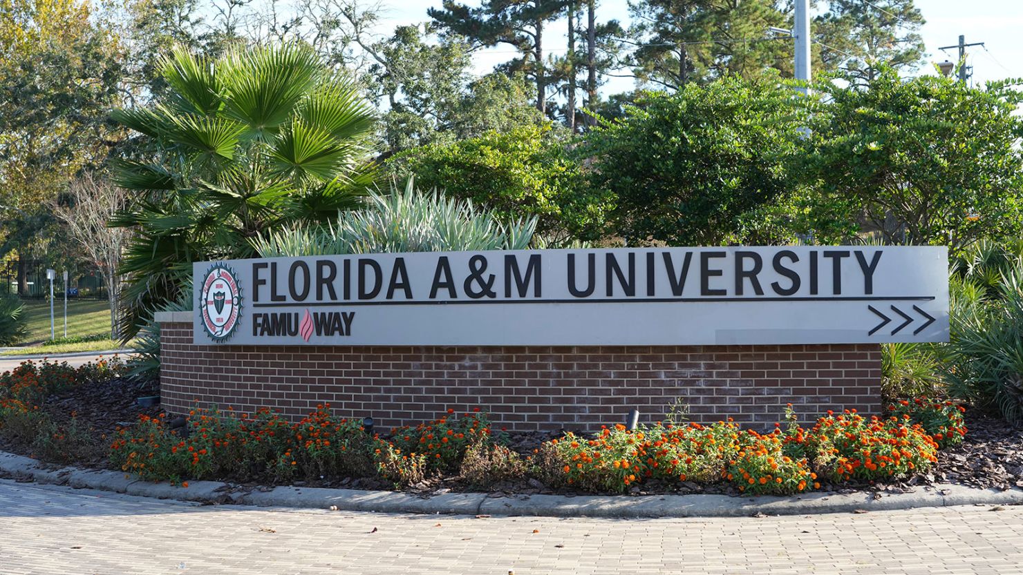 A sign at the entrance to thecampus of Florida A&M University, Saturday, Nov. 21, 2021, in Tallahassee, Fla.