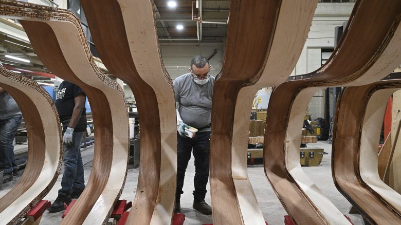 Workers at the Steinway Factory in Astoria, Queens, on January 14, 2022 in New York.