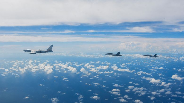 In this photo released by Xinhua News Agency, aircraft of the Eastern Theater Command of the Chinese People's Liberation Army (PLA) conduct a joint combat training exercises around the Taiwan Island, August 7, 2022.