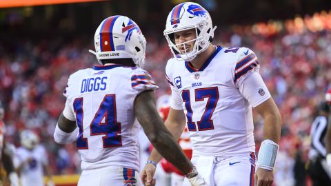 Buffalo Bills quarterback Josh Allen (right) and Stefon Diggs (left) built up a prolific relationship on the field during their time together with the team.