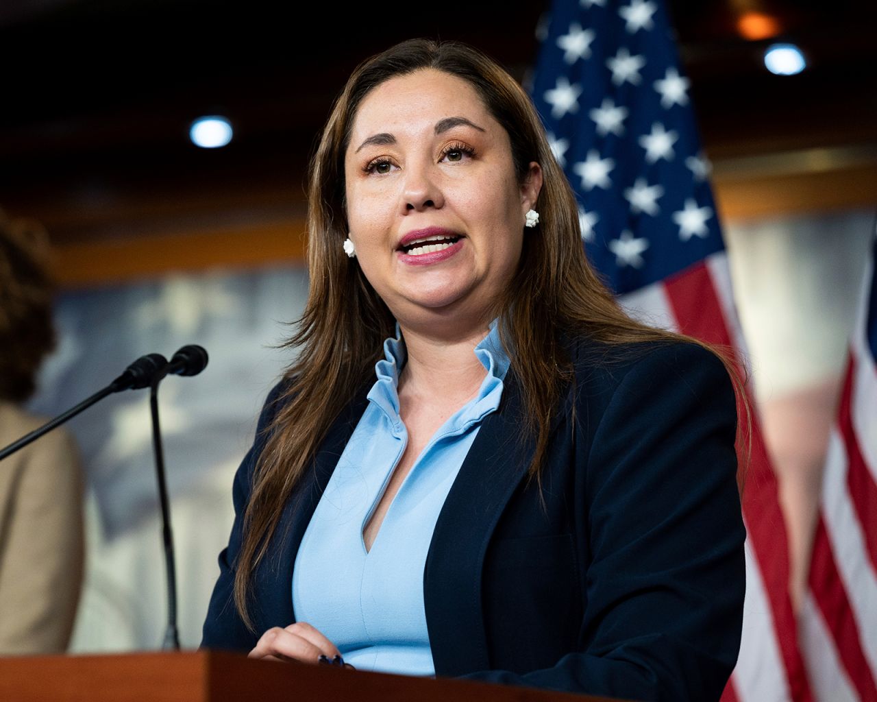 Yadira Caraveo speaks during a press conference at the U.S. Capitol, in Washington, D.C., on January 26, 2023.