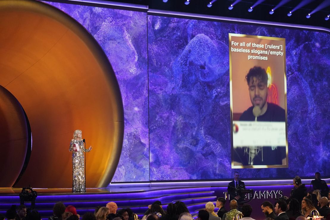 US first lady Jill Biden accepts Hajipour's Grammy Award on his behalf in February 2023.