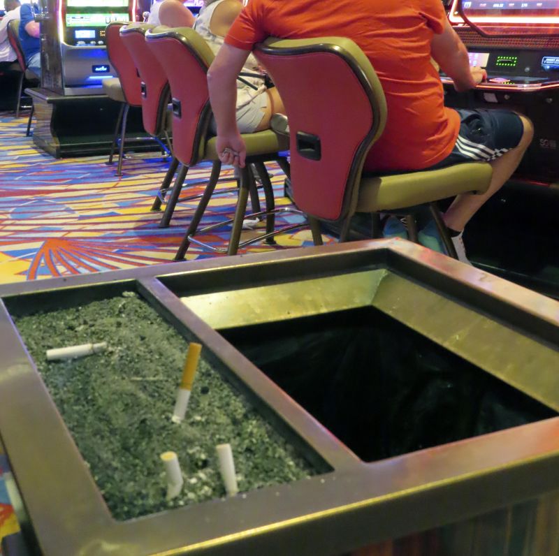 Cigarette butts sit in an ashtray in a smoking section of the Hard Rock casino in Atlantic City N.J. on Aug. 8, 2022. On Monday Feb. 13, 2023, lawmakers will hold their first hearing on a bill that would ban smoking in Atlantic City's nine casinos.