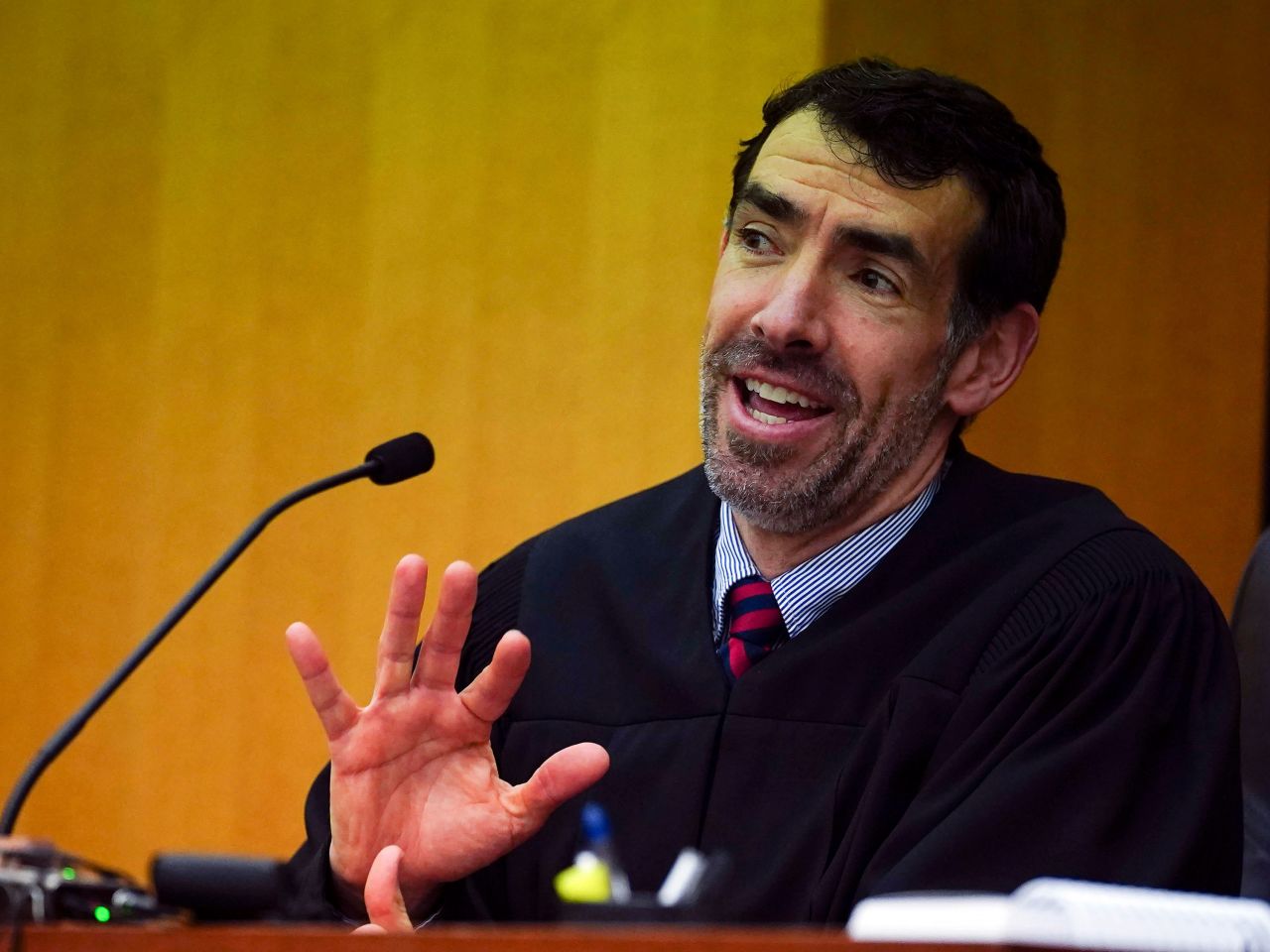 Fulton County Superior Court Judge Robert McBurney speaks during a hearing in Atlanta in 2023.