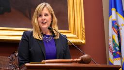 Speaker of the House Melissa Hortman addresses the house floor after being re-elected for her third term during the first day of the 2023 legislative session on Jan. 3, 2023, in St. Paul, Minn. Minnesota House Democrats have rolled out their main tax bill of the session, saying it contains nearly $3 billion in breaks that would add up to the largest tax cut in state history. Hortman told reporters Monday, April 17, that their bill would make the tax system fairer while funding priorities that Minnesotans value most.