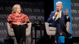 President Bill Clinton, right, speaking at the 92nd Street Y with Secretary Hillary Rodham Clinton on Thursday, May 4, 2023, in New York. (Photo by Evan Agostini/Invision/AP)