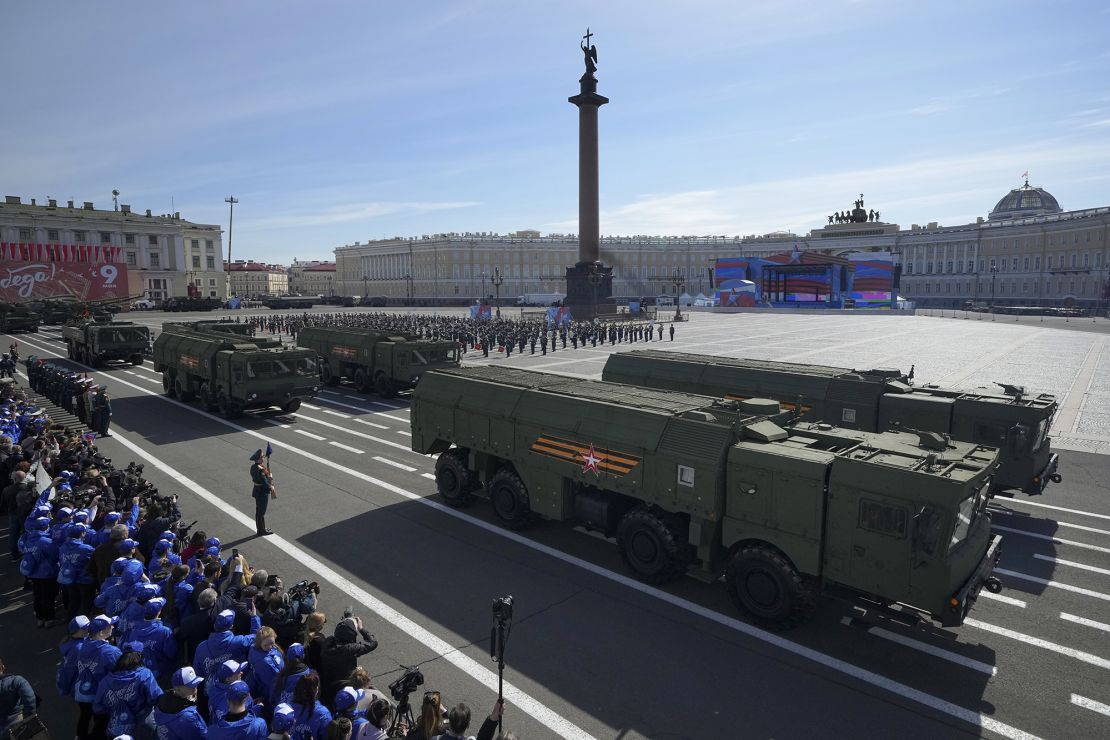 Iskander missile launchers pictured during Russia's Victory Day military parade in May 2023.