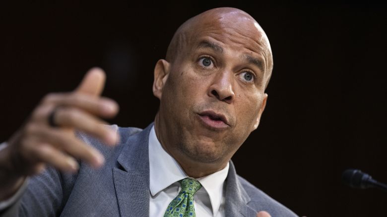UNITED STATES - MAY 11: Sen. Cory Booker, D-N.J., attends a Senate Judiciary Committee markup in Hart Building on Thursday, May 11, 2023. (Tom Williams/CQ Roll Call via AP Images)
