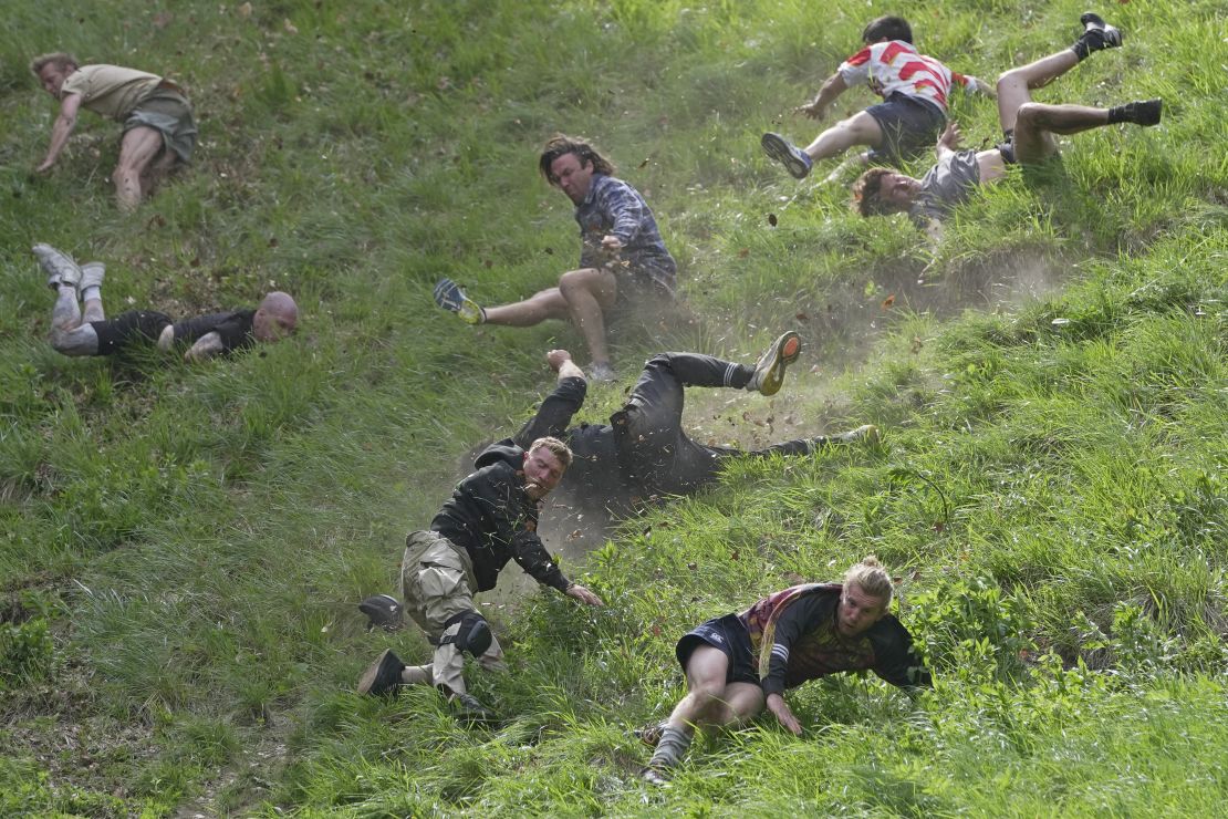Competitors' limbs flail during a race in 2023.