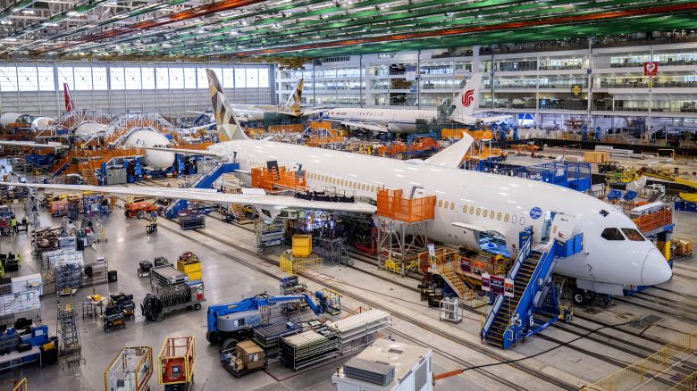 Boeing employees assemble 787s inside their main assembly building on their campus in North Charleston, S.C. on Tuesday, May 30, 2023.