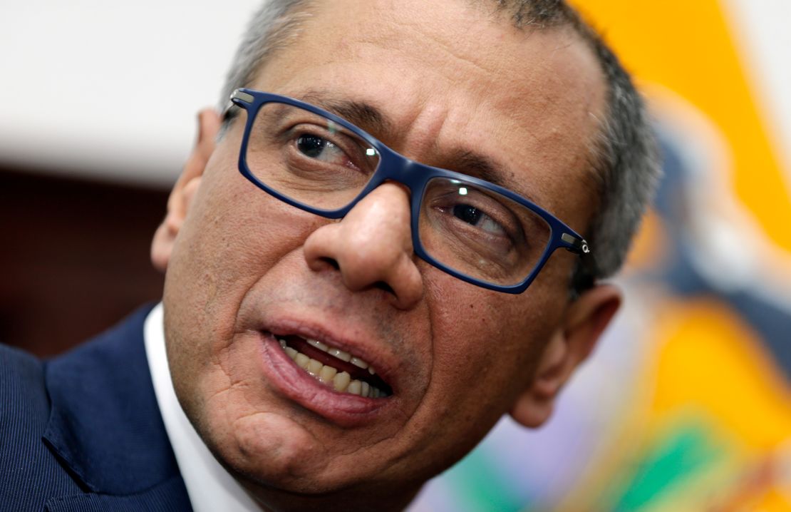 Former Ecuador Vice President Jorge Glas speaks during an interview at his office in Quito on September 12, 2017.