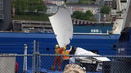 Debris from the Titan submersible, recovered from the ocean floor near the wreck of the Titanic, is unloaded from the ship Horizon Arctic at the Canadian Coast Guard pier in St. John's, Newfoundland, Wednesday, June 28, 2023.