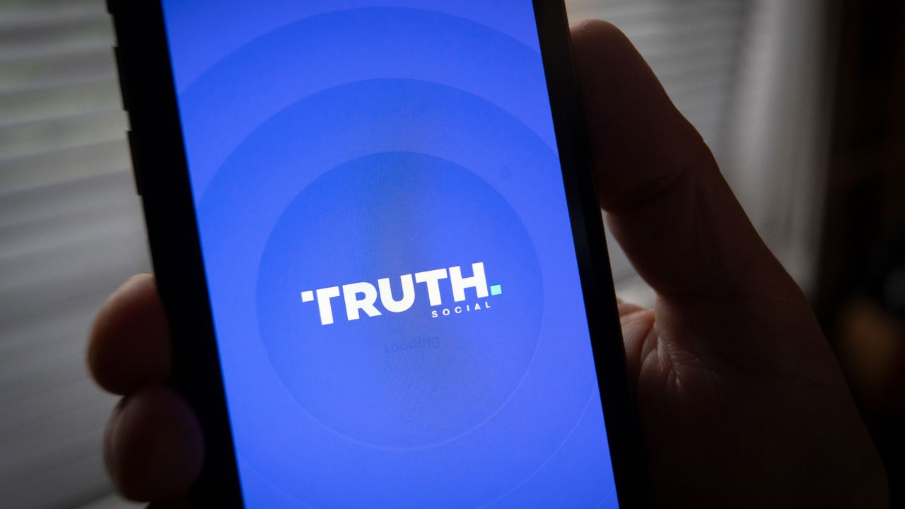 The Truth social app is seen on a mobile device in this photo illustration on 19 July, 2023 in Warsaw, Poland. (Photo by Jaap Arriens/NurPhoto via AP)