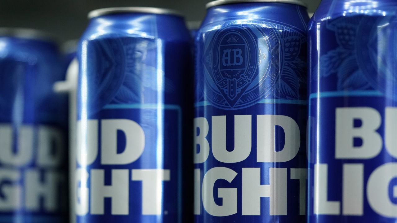 Cans of Bud Light beer are seen before a baseball game between the Philadelphia Phillies and the Seattle Mariners on April 25, 2023, in Philadelphia.
