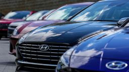 2024 Hyundai cars sit on a lot, Thursday, Aug. 17, 2023, in Kennesaw, Ga.. (AP Photo/Mike Stewart)