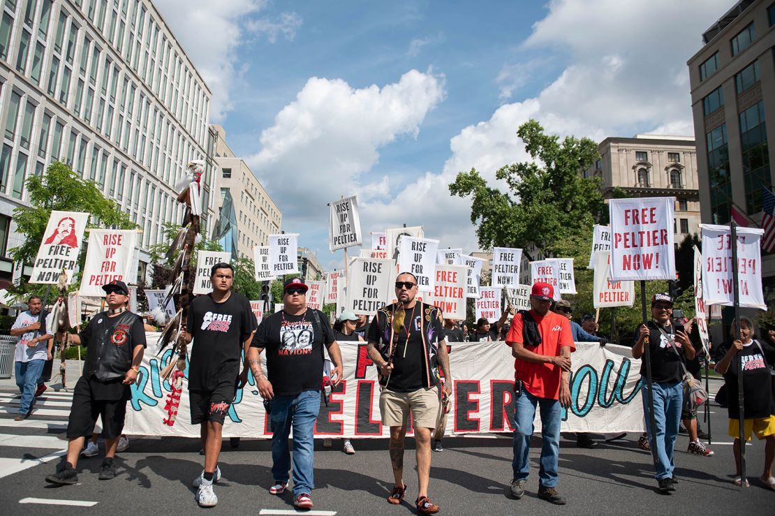 Hundreds of Tribal leaders and supporters urged President Joe Biden to grant clemency to imprisoned Native American activist Leonard Peltier on September, 12, 2023 in Washington.