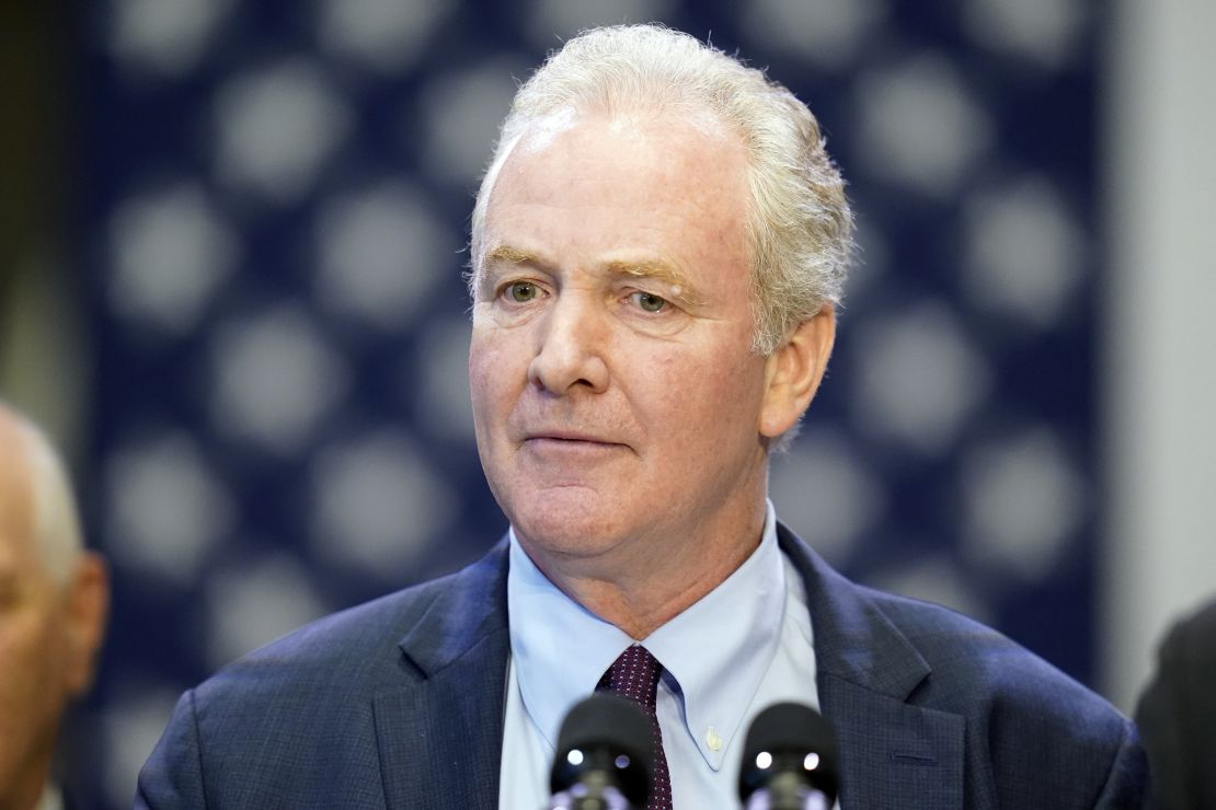 Democratic Sen. Chris Van Hollen of Maryland speaks at Prince George's Community College, Center for the Performing Arts in September 2023, in Largo, Maryland.