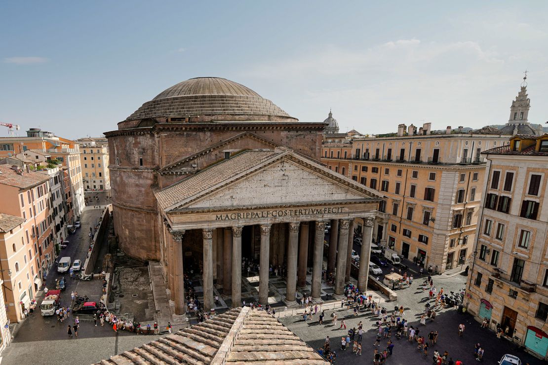 Rome's Pantheon was built under Roman Emperor Augustus between 27 and 25 BC to celebrate all gods worshipped in ancient Rome. It was rebuilt under Emperor Hadrian between 118 and 128 AD.