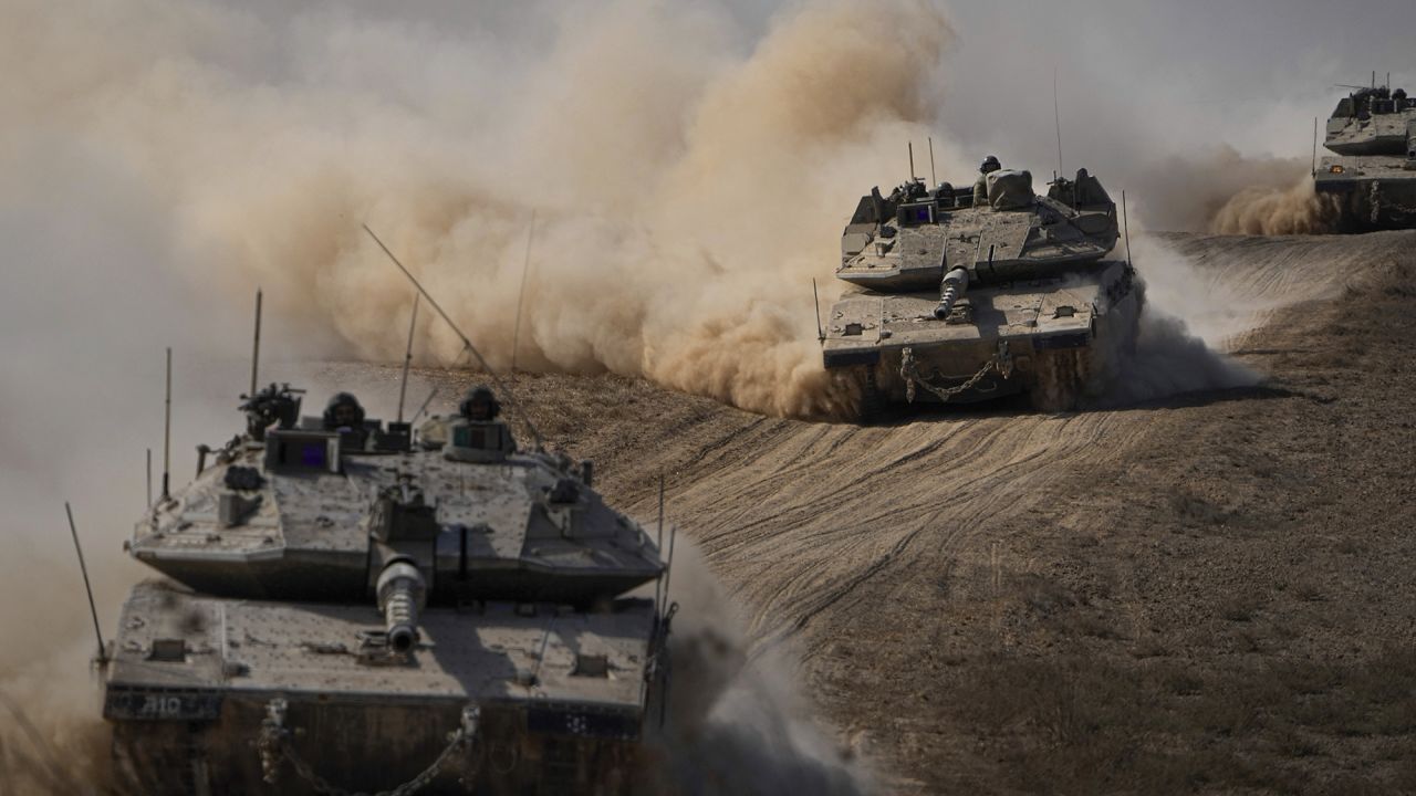 Israeli tanks in southern Israel on October 13.