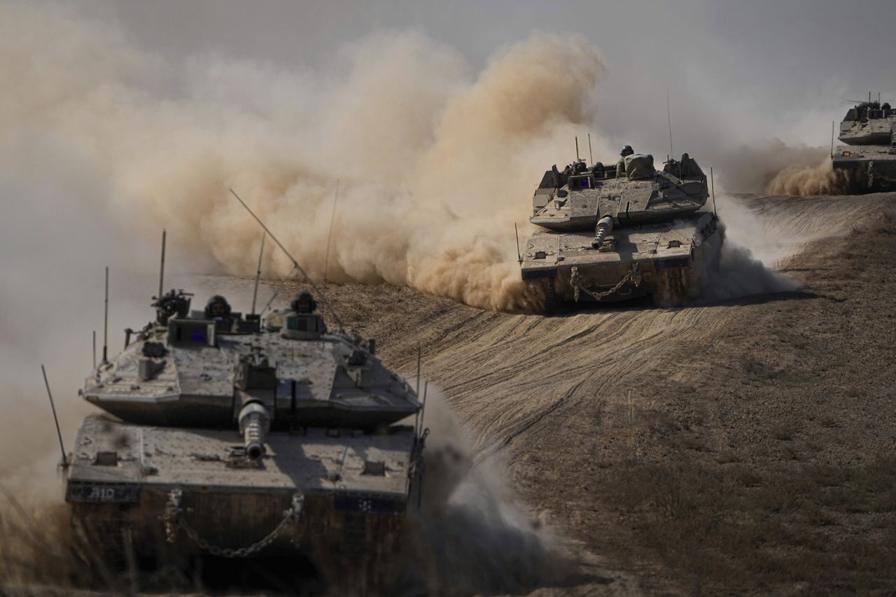 Israeli tanks in southern Israel on October 13.