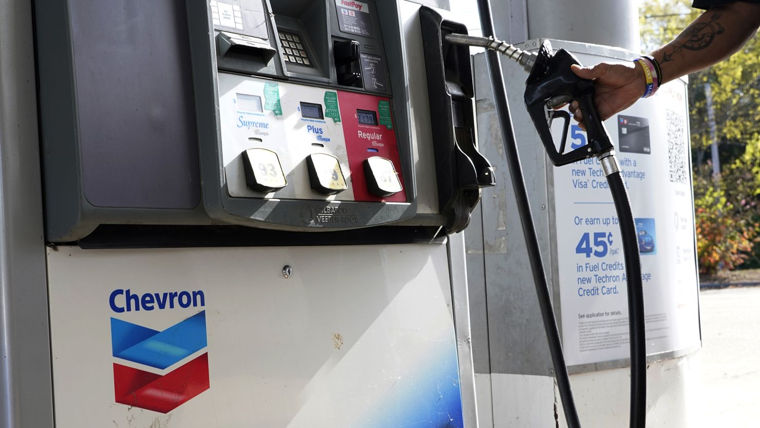 A Chevron gas station in Columbus, Mississippi, on October 23, 2023.