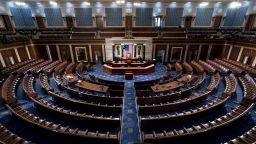 The empty chamber of the House of Representatives is seen at the Capitol in Washington, DC, on February 28, 2022.