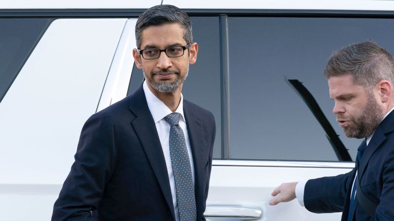 Google-topman Sundar Pichai getuigt in het antitrustproces van Google Google-topman Sundar Pichai getuigt in het antitrustproces van Google
