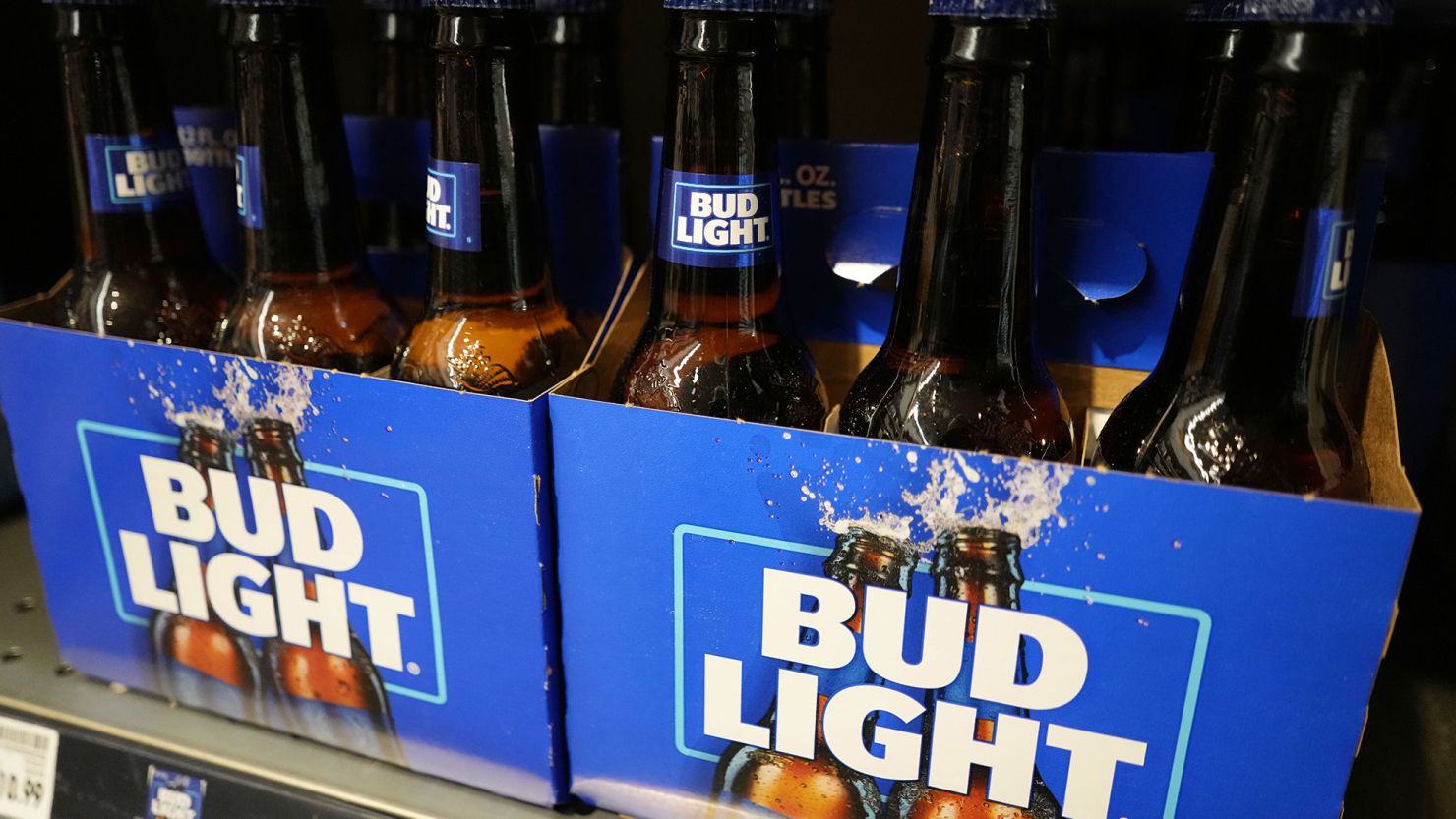 Bottles of Bud Light beer are seen at a grocery store in Glenview, Ill., Tuesday, April 25, 2023.