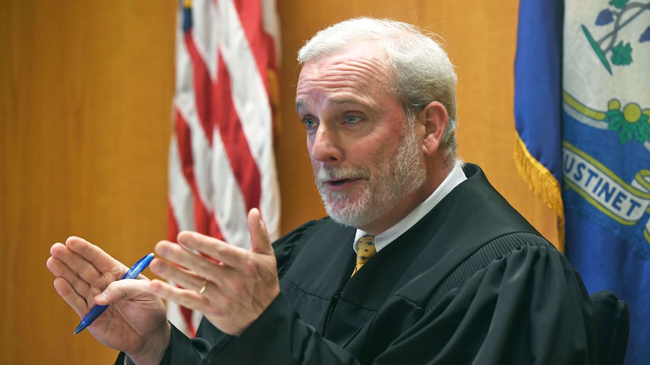 Judge William Clark presides over a hearing in Bridgeport Superior Court in Bridgeport, Connecticut on September 25.