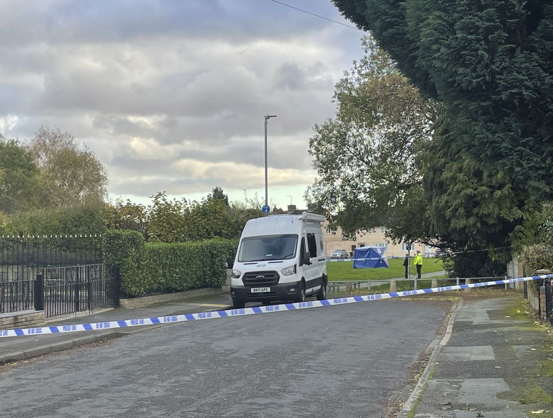 A forensics tent and police cordon in East Park, off Laburnum Road, Wolverhampton, where Shawn Seesahai, 19, died in November 2023 after being stabbed.