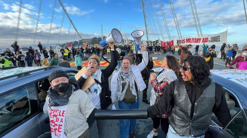 Demonstrators shut down the San Francisco Oakland Bay Bridge in conjunction with the APEC Summit taking place on Thursday.