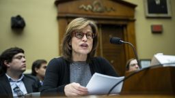 FCC Commissioner Anna Gomez testifies at the US Capitol in Washington, DC, on November 30, 2023.