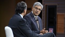 Jay Bhattacharya (r), M.D., Ph.D., Professor of Health Policy, Stanford University, speaks at the Forbes Healthcare Summit Day 2 at Jazz Lincoln Center, New York, NY, December 5, 2023. (Photo by Anthony Behar/Sipa USA)(Sipa via AP Images)