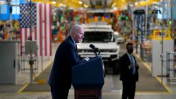 President Joe Biden speaks during a visit to the General Motors Factory ZERO electric vehicle assembly plant on November 17, 2021, in Detroit.