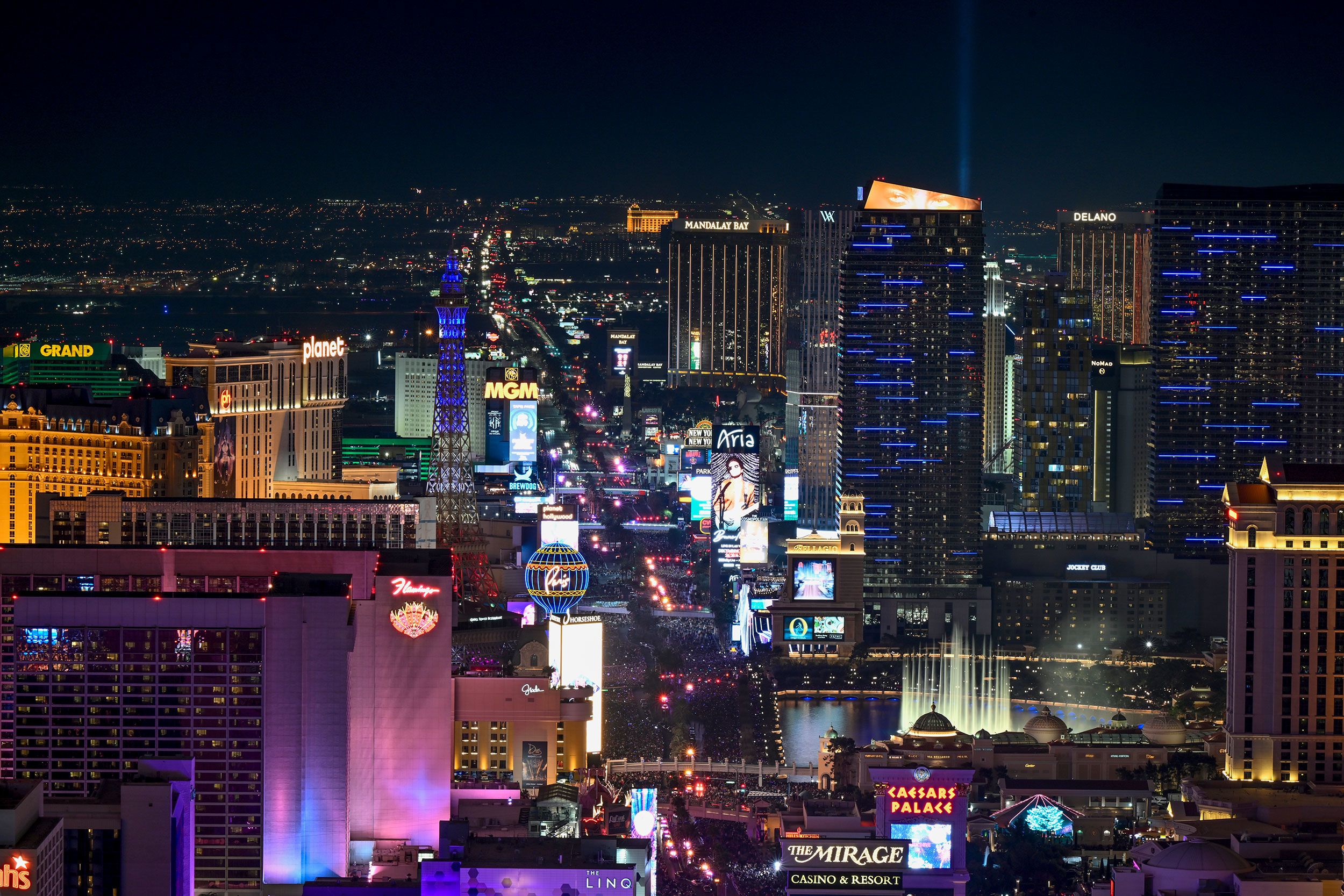 El Strip de Las Vegas visto el 31 de diciembre de 2023.
