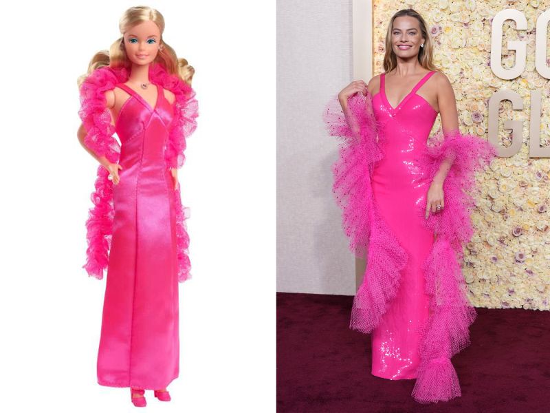 Margot Robbie channels 1977 Superstar Barbie at the Golden